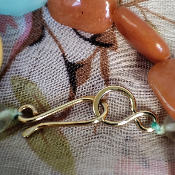 Stone Necklace Rose Quartz? Spring Jewelry Butter Lucite Carnelian? - Picture 7 of 8